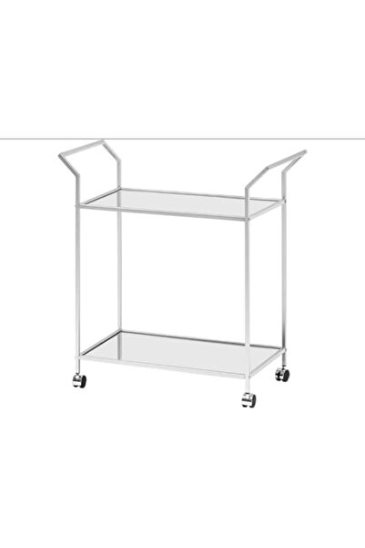 genric عربة بار FFD ذات مستويين مع أرفف مرآة - عربة تقديم أنيقة من المعدن الذهبي 100x40x90 سم