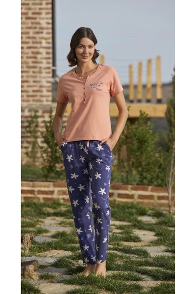 NightLove طقم بيجامة بأزرار أمامية مطبوعة من Monamise 24124