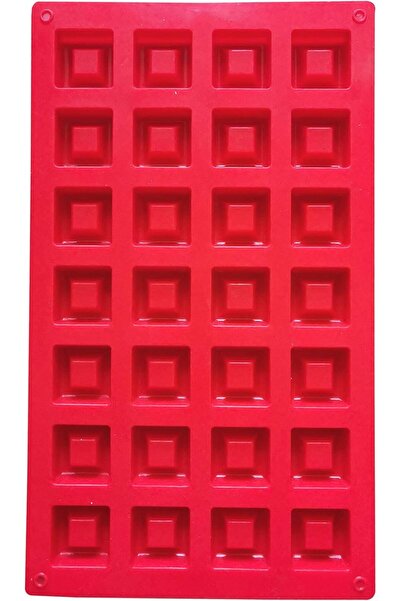 Generic Premium Silicone Square Chocolate Mould – 28 Cavities, Red