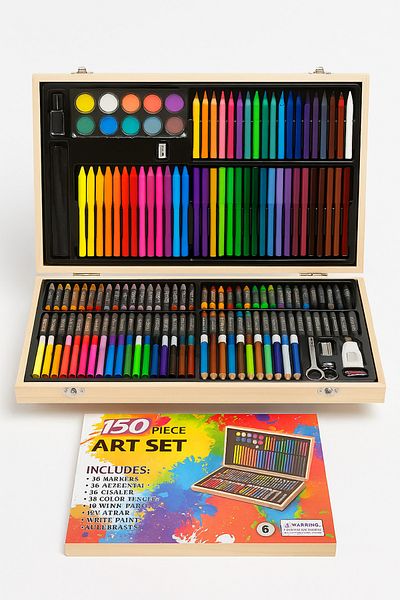 TSUMAB 150-Piece Deluxe Art Set with Wooden Case