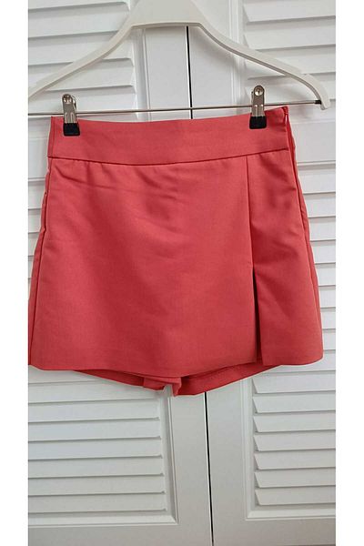 KAROL Premium Quality Hidden Slit Inside Does Not Show Satin Lined Orange Color Shorts Skirt