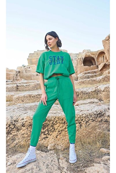 NightLove Monamise Short Sleeve Crop Tracksuit Set 23086