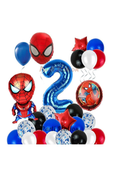 Parti Station Doğum günü Konsepti 2 Yaş Doğum Günü Balon Set Spdermn Parti Ba...