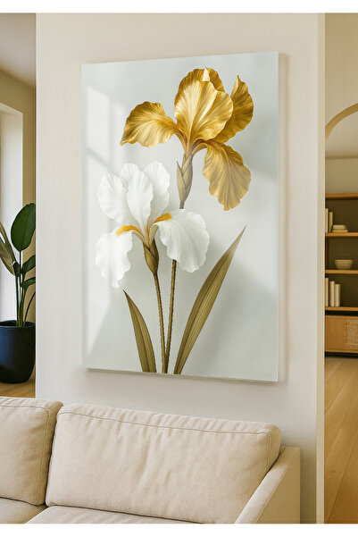 “White & Gold Elegance – Cam Sanat Tablo”