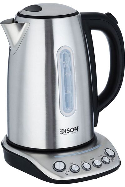 Edison غلاية كهربائية، ١٨٥٠/٢٠٠٠ واط، ١.٧ لتر، KE4071TF-GS - فضي