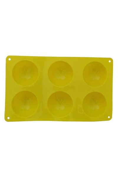 Generic Silicone 6 Cavity Half Ball Sphere Cake Mold, Yellow Silicone Mould