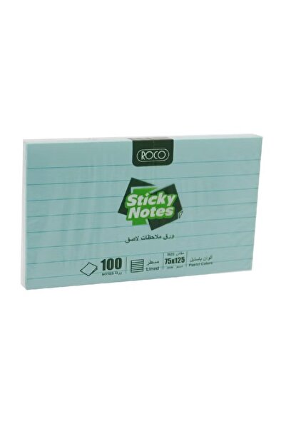 Roco ملاحظات ذاتية اللصق مسطرة - 75 × 125 مم - 100 ورقة - أزرق