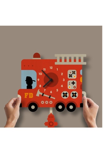 EXİN Children's Wall Clock Wooden Train Montessori