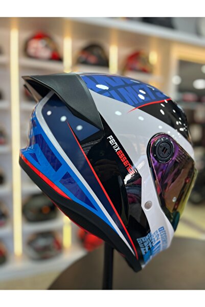 AXXIS MOTOMARİS FENIX ESSENCE A7 BLUE WHITE GLOSS PARLAK (ŞEFFAF VİZÖR)
