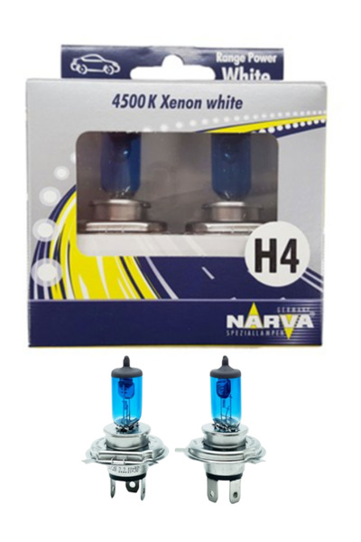 Narva 12V H4 60/55W 43T Tırnaklı Range Power 4500K Beyaz Far Ampul Seti 2 Adet