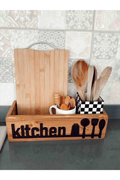 woodhaven Ahşap Mutfak Düzenleyici Ahşap Kutu Mutfak Dekorasyon 35x12