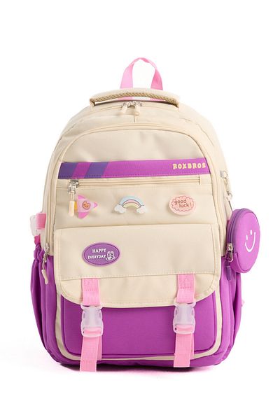 Roxbros 3-Piece Girls' School Bag with Korean Style Accessories & Primary School Backpack with Lunch and Pen Holder