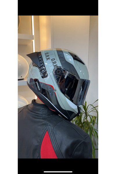 AXXIS MOTOMARİS FENIX ORK C2 BLACK-WHITE MATT (ŞEFFAF VİZÖR)