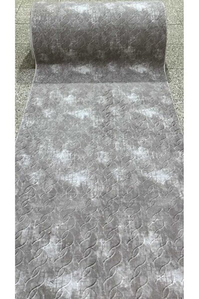 Nesrin JEL KAYMAZ TABAN KESME HALI YOLLUK GRİ KAHVE MAKİNEDE YIKANABİLİR