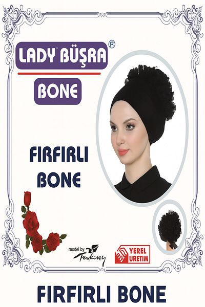 Bittox Lady Büşra Black Ruffled Bonnet - Stylish and Comfortable Hijab Bonnet