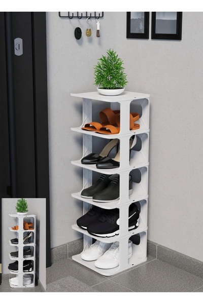woodhub 5 Katlı Gri Ayakkabılık, Kapı Önü Terlik ve Ayakkabı Organizeri