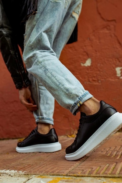 Beruflic High Sole Casual Shoes 044 Black (White Sole)