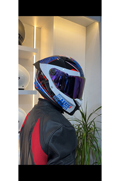 AXXIS MOTOMARİS FENIX ESSENCE A7 BLUE WHITE GLOSS PARLAK (ŞEFFAF VİZÖR)