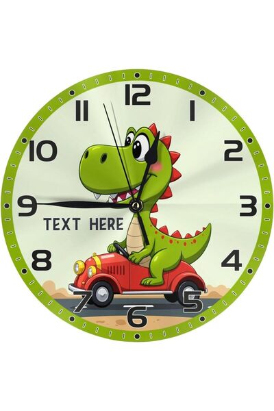 EXİN Children Baby Dinosaur Wall Clock Wooden Monstessori