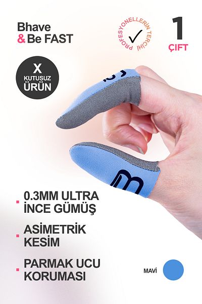 Bhave Unboxed Hybrid Finger Guard-1 Pair-Blue-Pubg Finger Gloves - Sweatproof Gamer Finger Guard