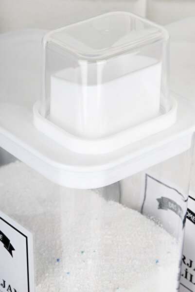 Genel Markalar 2'li Deterjan Saklama Kabı, Kendinden Ölçekli, Beyaz ve Renkli Etiketler, 3000 ml