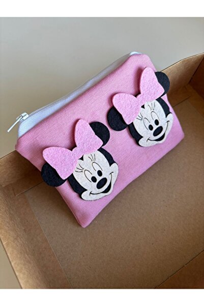 Minnie Mouse El Emeği Keten Minnie Mouse çocuk cüzdanı