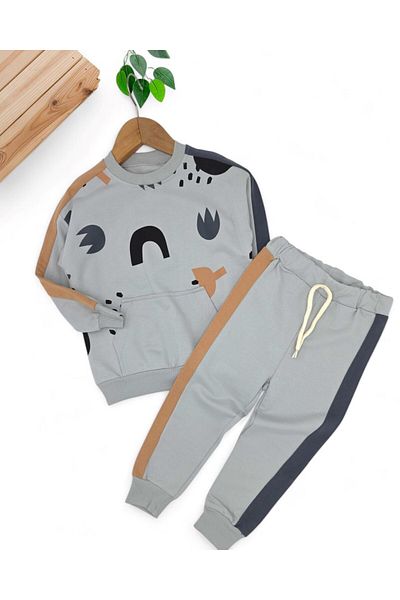 Egelite Boy's Nature Themed Printed 2-3-4-5-6 Years Old Seasonal Bottom Top Tracksuit Set