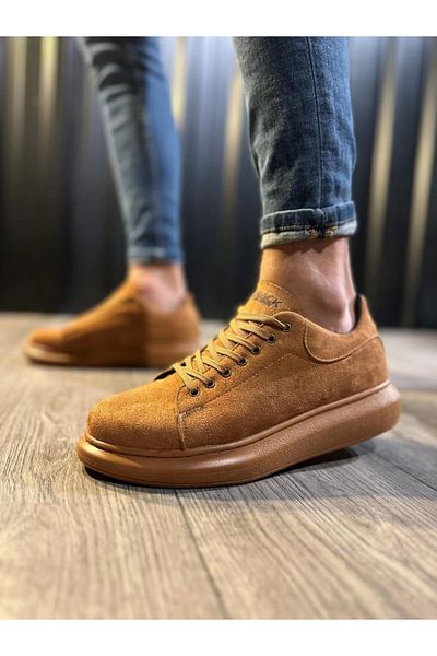 Beruflic High Sole Casual Shoes 044 Tan Suede