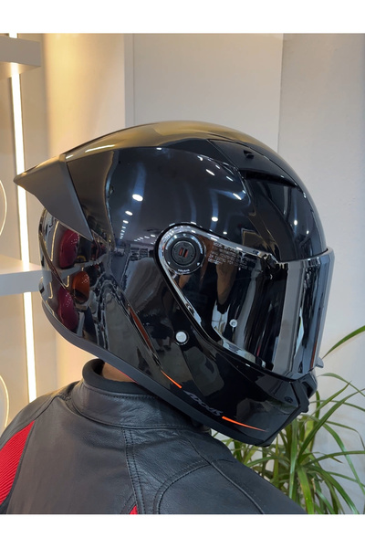 AXXIS MOTOMARİS FENIX PARLAK SİYAH (şeffaf vizör)