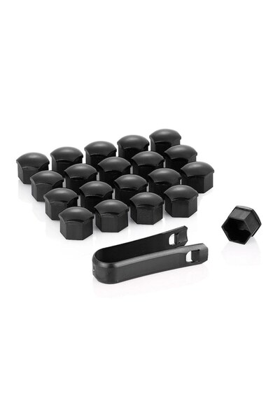 FLAAM Set 20 caps for bolts, 17 mm plus cap removal tool, black