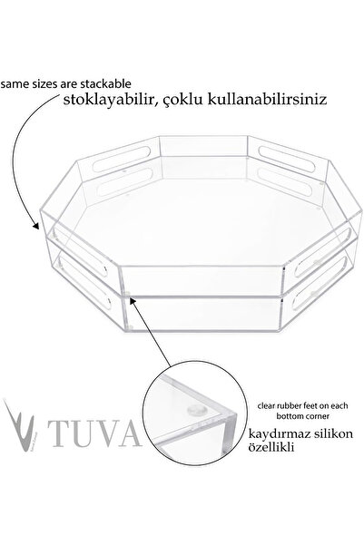 TUVA REKLAM Tuva - Modern Serving Tray with Inner Handles Round Octagonal Form |   Premium Presentation and Decoration