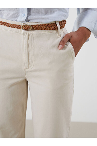 LC Waikiki LCW Jeans Bej Beli Kemerli Carrot Fit Kadın Jean Pantolon W5JT13Z8NVY25