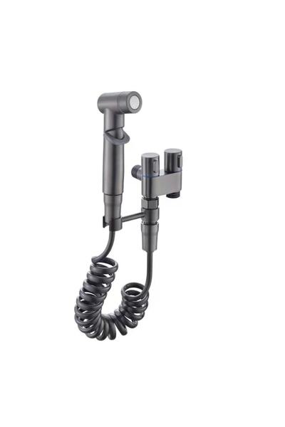 MAF Dus igienic cu robinet incastrat, baterie bideu si Wc, negru, cu o singura intrare, apa rece