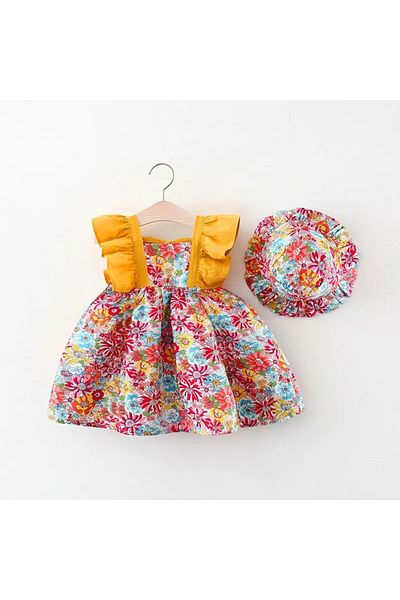OEM Dress with Hat, Cotton, Multicolor, 12-18 months, 86 cm
