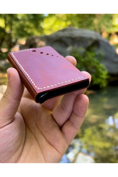 Takı Zanaatkarı Genuine Cowhide Leather Rfid Protected 7 Card Capacity Mechanism Wallet