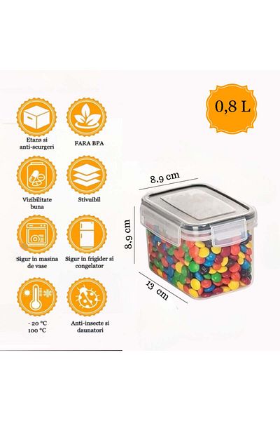 Köken Food storage container, 0.8L airtight, storage, BPA-free plastic, freezer/microwave/dishwasher