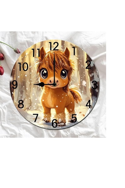 EXİN Wooden Baby Girl Wall Clock Montessori