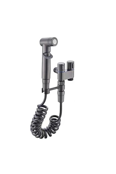 MAF Dus igienic cu robinet incastrat, baterie bideu si Wc, negru, cu o singura intrare, apa rece