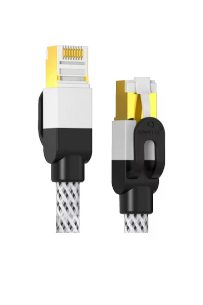 OEM Cablu ethernet CAT7, 1 m lungime, nylon, alb