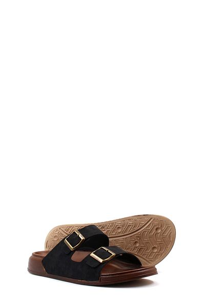 Ayakkabıhane Black Thermo Sole Men's Flat Slippers Ah1E00113154306