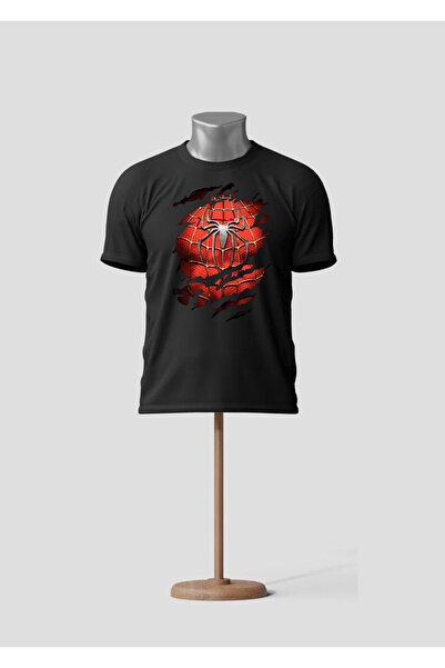 barsdepo Spider-Man Printed T-Shirt, Oversize Unisex Black T-Shirt