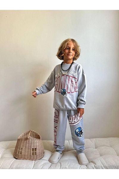 YİGİT BUTİK Printed Long Sleeve Boys Bottom Top Set