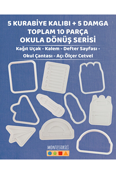 Montessori Back to School Themed Cookie Cutter Set – 10 Piece Cookie Cutter and Stamp