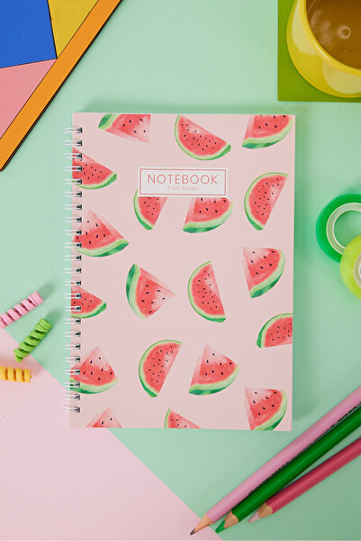 Copyder Blocnotes de școală cu model de pepene verde imprimat cu fructe Spiral A5 fără linii 100 de coli