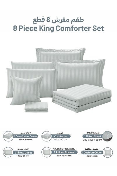Donetella Hotel Microfiber 8 Piece King Bedding - 200X200Cm Bed - Hotel Design Brushed