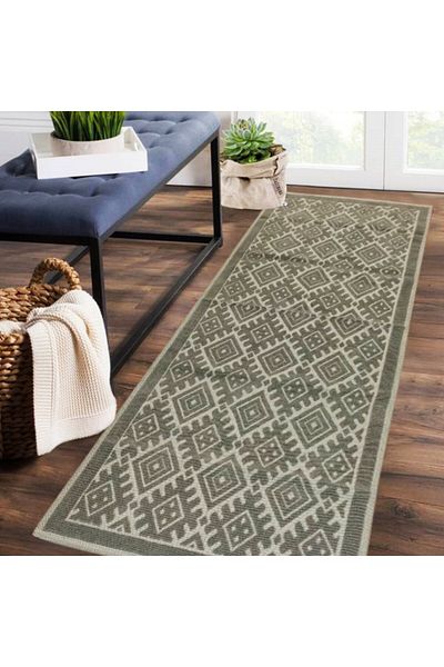 OEM Woven cotton carpet, size 80x300cm Grey,