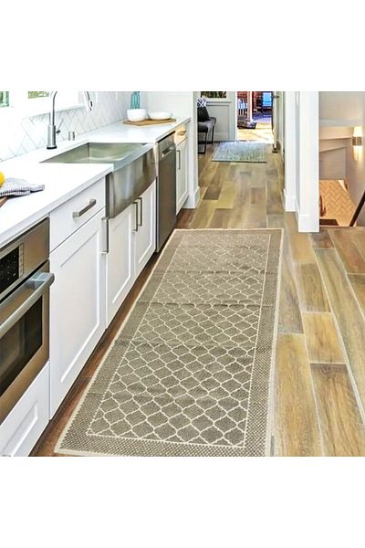 OEM Woven cotton carpet, size 80x300cm Capucino1