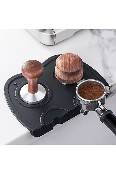 VESTRON Espresso Barista Tamper Temper Tamping Mat Düz Taban Siyah Silikon 2li