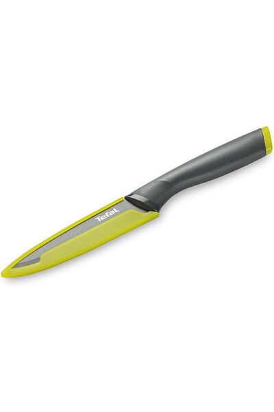 TEFAL Fresh Kitchen 12 Cm Utility Knife With Cover, Grey/Yellow, Stainless Steel/Plastic