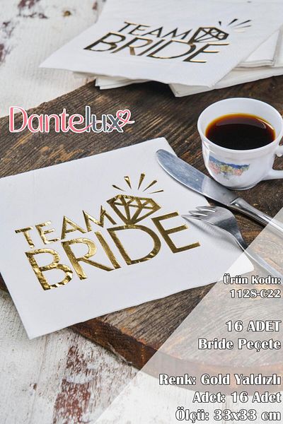 Dantelux 16 Bride Party Napkins (Size: 33X33 cm)